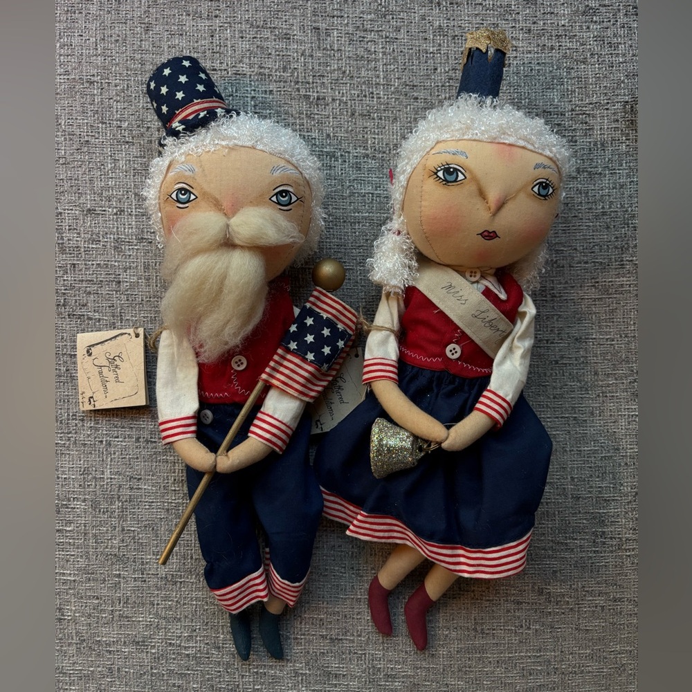 Vintage Joe Spencer Miss Liberty And Samuel Dolls NEW!